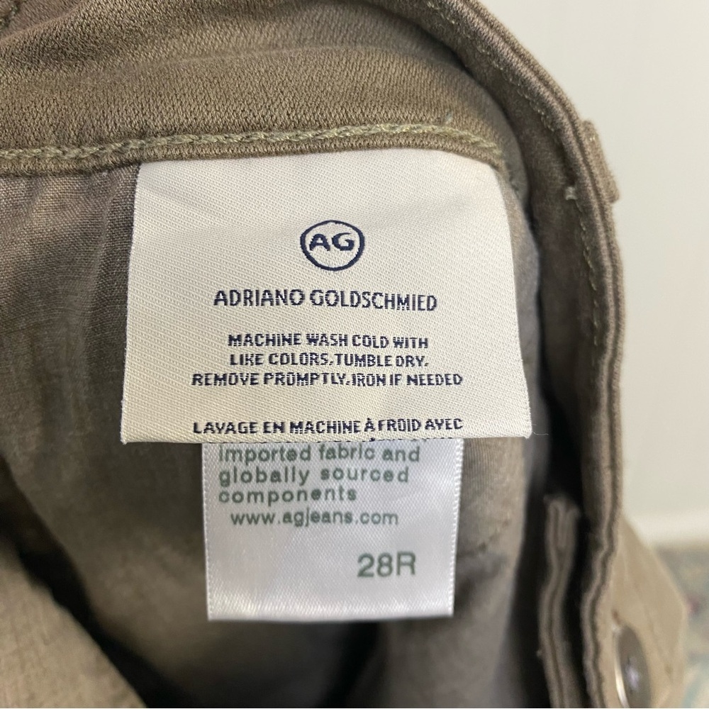 AG Adriano Goldschmied The Caden Tailored Trouser Size 28 R Side Stripe Olive - Picture 11 of 12